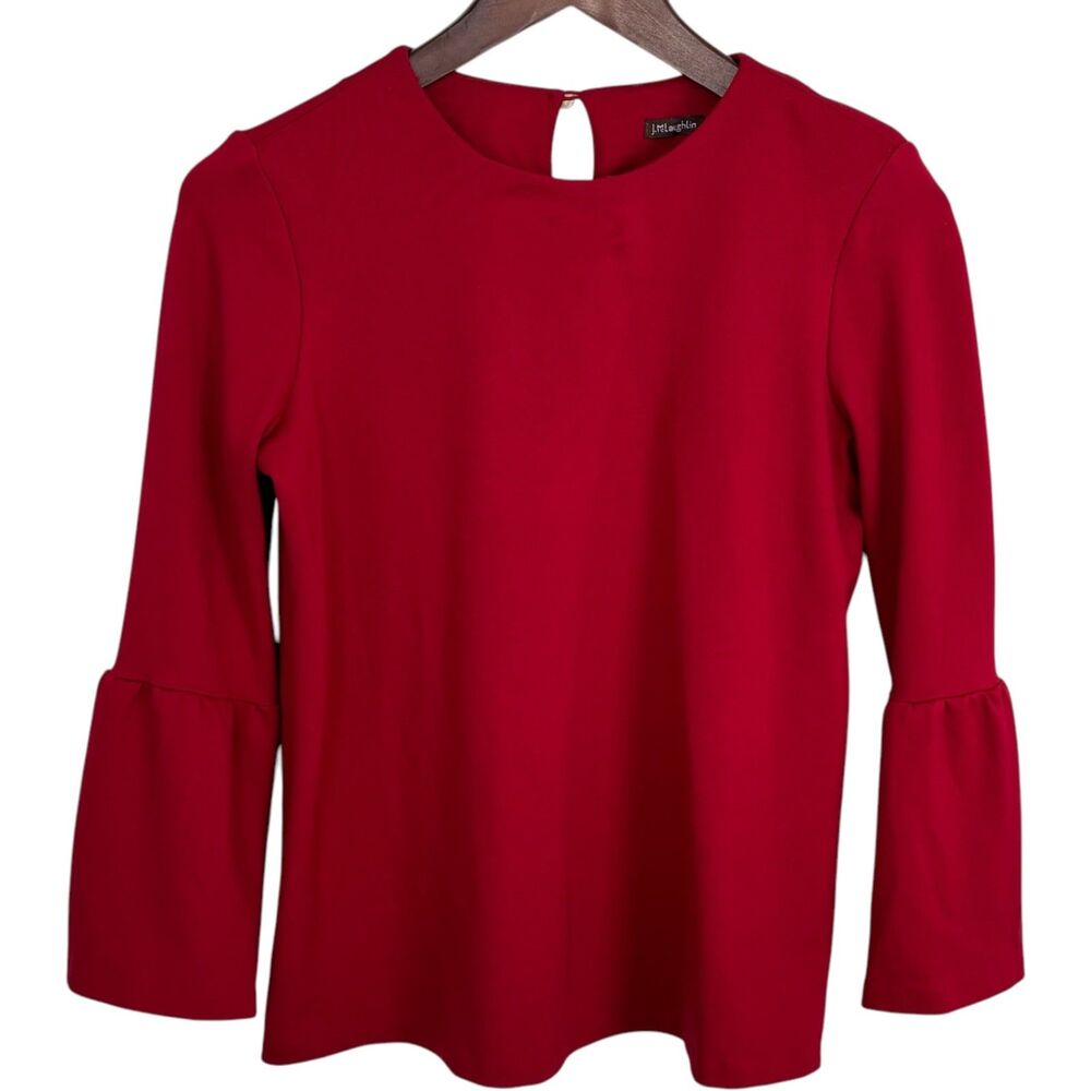 J. McLaughlin Red Keaton 3/4 Sleeve Shirt Women’s Small